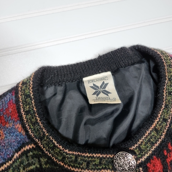 Icelandic Design | Vibrant Wool Button Up Sweater Coat AS-IS | Med/Large - Picture 11 of 12